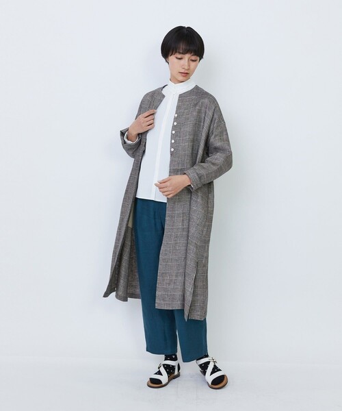 LOISIR(ロワズィール)の「リネンチェックガウンカーディガン(シャツ/ブラウス・レディース・ブラック系その他/チェック・FREE)」の1枚目の写真