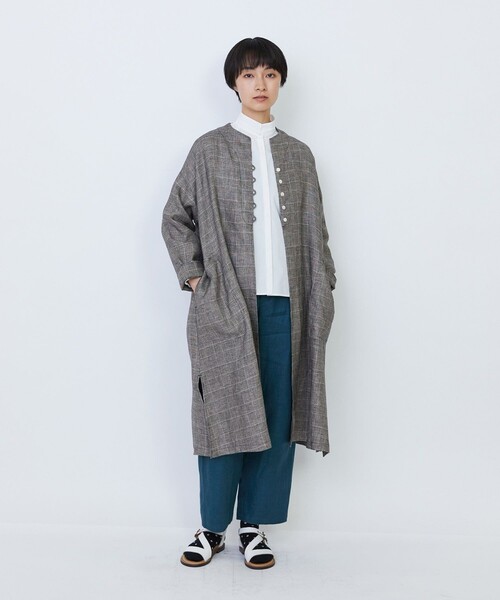 LOISIR(ロワズィール)の「リネンチェックガウンカーディガン(シャツ/ブラウス・レディース・ブラック系その他/チェック・FREE)」の5枚目の写真