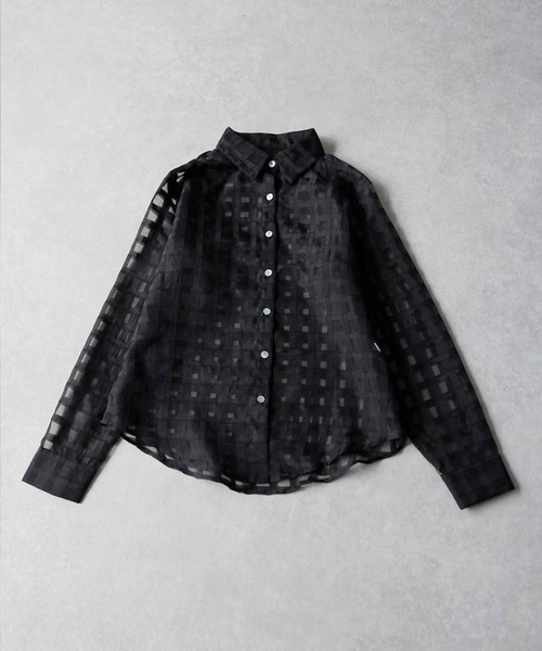 antiqua(アンティカ)の「チェック シアー シャツ(シャツ/ブラウス・レディース・ライム/ホワイト/ブラック・ONESIZE)」の17枚目の写真
