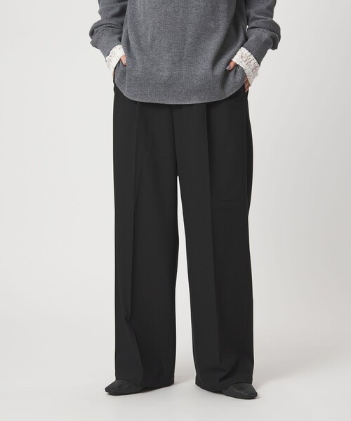 green label relaxing(グリーンレーベルリラクシング)の「【WEB限定】<at ease>オルマイ ワイド パンツ ウォッシャブル ストレッチ UVカット(その他パンツ・レディース・ダークブラウン/ネイビー/ブラック/ベージュ・SHORT/TALL/34/42/40/38/36)」の2枚目の写真