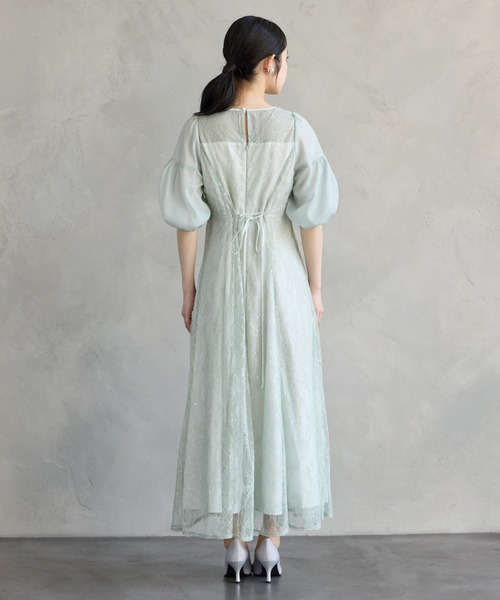 AIMER（エメ）の「オーガンジーボリュームスリーブスパンコールレースAラインパーティードレス　結婚式　お呼ばれ　ドレス　20代 30代（ドレス・レディース・ライトグリーン/イエロー/ブラック・SMALL/MEDIUM）」の21枚目の写真