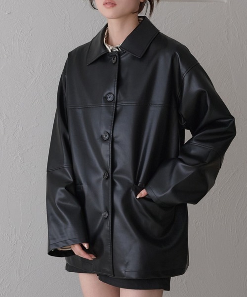 raffime(ラフィミー)の「【Raffime】バックデザインオーバーサイズジャケット(ライダースジャケット・レディース・ブラック/ベージュ/アイボリー・フリー)」の8枚目の写真