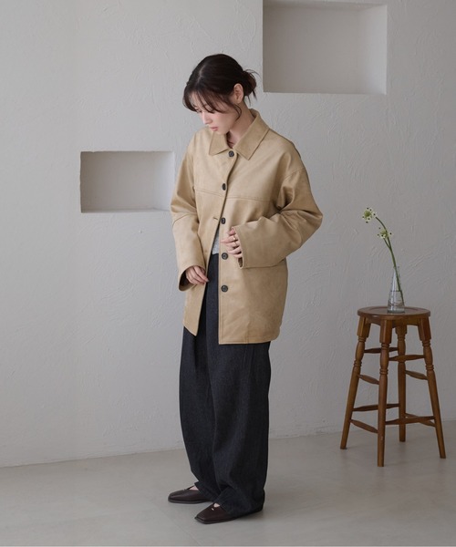 raffime(ラフィミー)の「【Raffime】バックデザインオーバーサイズジャケット(ライダースジャケット・レディース・ブラック/ベージュ/アイボリー・フリー)」の22枚目の写真