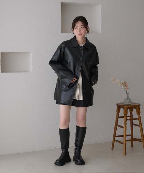 raffime(ラフィミー)の「【Raffime】バックデザインオーバーサイズジャケット(ライダースジャケット・レディース・ブラック/ベージュ/アイボリー・フリー)」の11枚目の写真