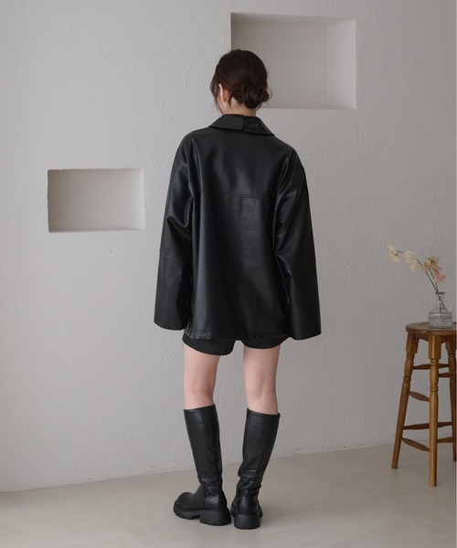 raffime(ラフィミー)の「【Raffime】バックデザインオーバーサイズジャケット(ライダースジャケット・レディース・ブラック/ベージュ/アイボリー・フリー)」の12枚目の写真