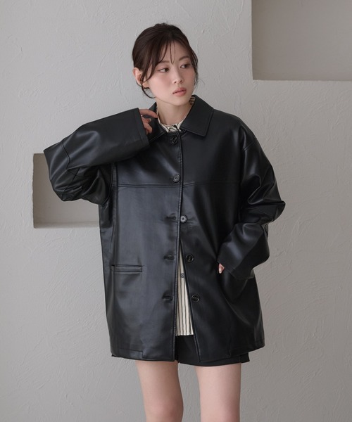 raffime(ラフィミー)の「【Raffime】バックデザインオーバーサイズジャケット(ライダースジャケット・レディース・ブラック/ベージュ/アイボリー・フリー)」の10枚目の写真
