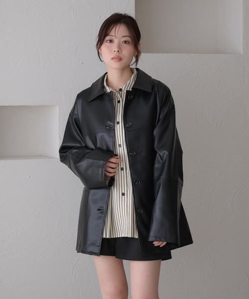 raffime(ラフィミー)の「【Raffime】バックデザインオーバーサイズジャケット(ライダースジャケット・レディース・ブラック/ベージュ/アイボリー・フリー)」の4枚目の写真