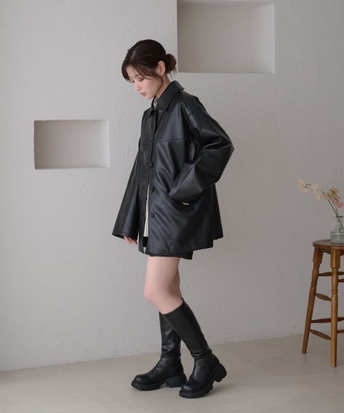 raffime(ラフィミー)の「【Raffime】バックデザインオーバーサイズジャケット(ライダースジャケット・レディース・ブラック/ベージュ/アイボリー・フリー)」の13枚目の写真