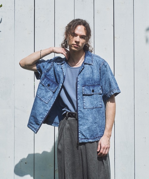 CASPER JOHN(キャスパージョン)の「Chemical zip CPO shirts/ケミカルジップCPOシャツ(シャツ/ブラウス・メンズ・ブルー/ブラック・LARGE/MEDIUM/SMALL/X-SMALL)」の8枚目の写真