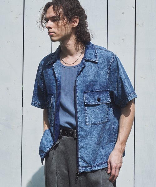 CASPER JOHN(キャスパージョン)の「Chemical zip CPO shirts/ケミカルジップCPOシャツ(シャツ/ブラウス・メンズ・ブルー/ブラック・LARGE/MEDIUM/SMALL/X-SMALL)」の7枚目の写真