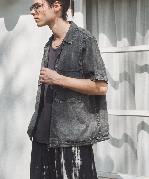 CASPER JOHN(キャスパージョン)の「Chemical zip CPO shirts/ケミカルジップCPOシャツ(シャツ/ブラウス・メンズ・ブルー/ブラック・LARGE/MEDIUM/SMALL/X-SMALL)」の3枚目の写真