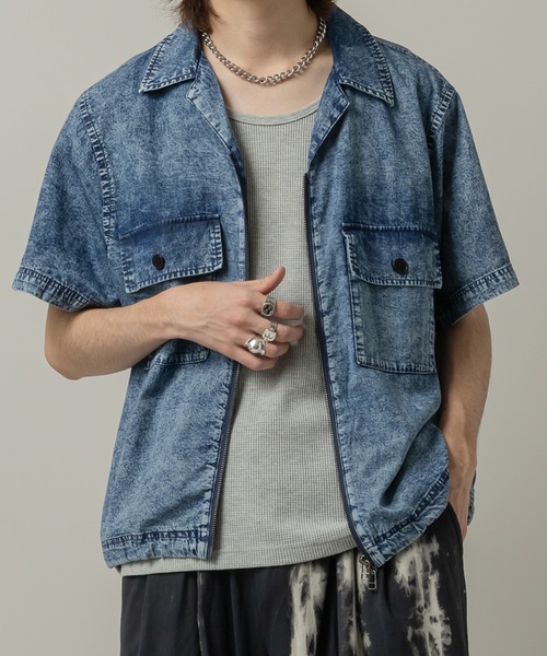 CASPER JOHN(キャスパージョン)の「Chemical zip CPO shirts/ケミカルジップCPOシャツ(シャツ/ブラウス・メンズ・ブルー/ブラック・LARGE/MEDIUM/SMALL/X-SMALL)」の12枚目の写真