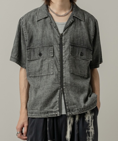 CASPER JOHN(キャスパージョン)の「Chemical zip CPO shirts/ケミカルジップCPOシャツ(シャツ/ブラウス・メンズ・ブルー/ブラック・LARGE/MEDIUM/SMALL/X-SMALL)」の14枚目の写真