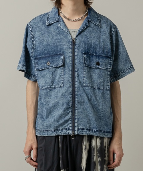 CASPER JOHN(キャスパージョン)の「Chemical zip CPO shirts/ケミカルジップCPOシャツ(シャツ/ブラウス・メンズ・ブルー/ブラック・LARGE/MEDIUM/SMALL/X-SMALL)」の11枚目の写真