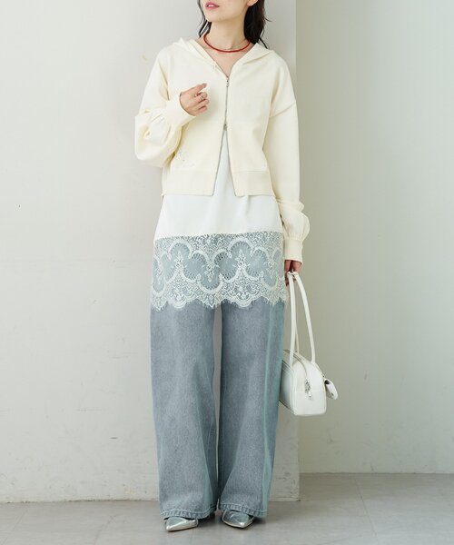 mystic（ミスティック）の「ラインストーンフーディーニット（パーカー・レディース・アイボリー/グリーン・FREE）」の8枚目の写真