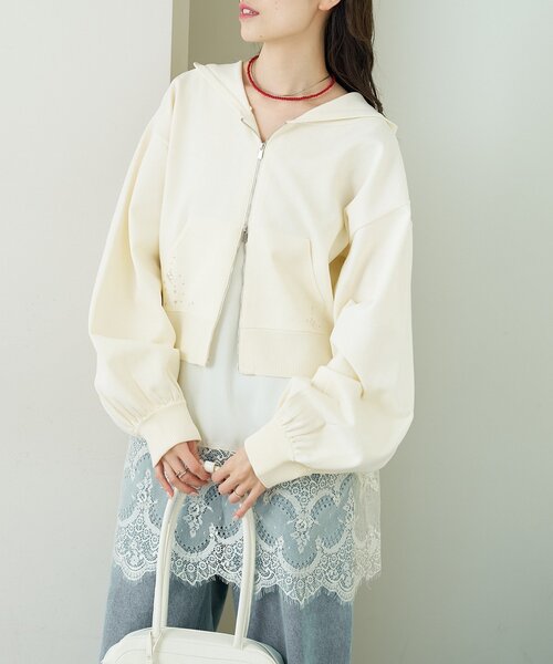 mystic（ミスティック）の「ラインストーンフーディーニット（パーカー・レディース・アイボリー/グリーン・FREE）」の10枚目の写真