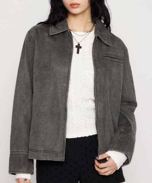 LAGUA GEM（ラグアジェム）の「FAUX LEATHER BASIC ジャケット（ブルゾン・レディース・ブラウン/ブラック・FREE）」の2枚目の写真