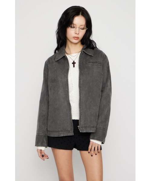 LAGUA GEM（ラグアジェム）の「FAUX LEATHER BASIC ジャケット（ブルゾン・レディース・ブラウン/ブラック・FREE）」の4枚目の写真