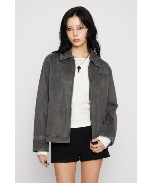 LAGUA GEM（ラグアジェム）の「FAUX LEATHER BASIC ジャケット（ブルゾン・レディース・ブラウン/ブラック・FREE）」の5枚目の写真