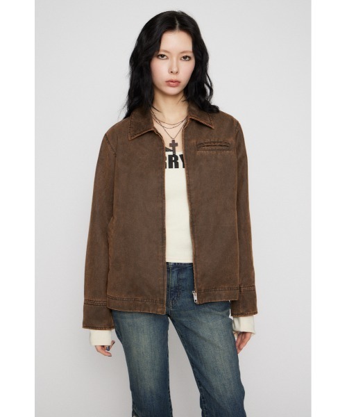 LAGUA GEM（ラグアジェム）の「FAUX LEATHER BASIC ジャケット（ブルゾン・レディース・ブラウン/ブラック・FREE）」の8枚目の写真