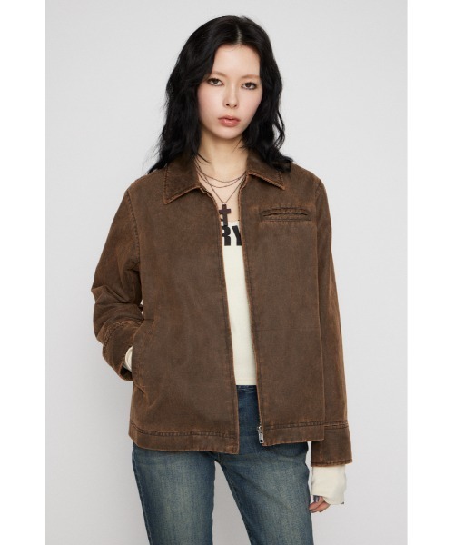 LAGUA GEM（ラグアジェム）の「FAUX LEATHER BASIC ジャケット（ブルゾン・レディース・ブラウン/ブラック・FREE）」の9枚目の写真