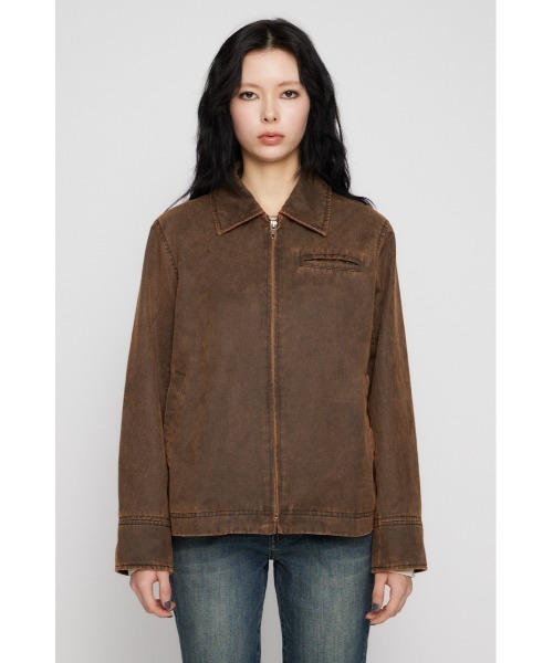 LAGUA GEM（ラグアジェム）の「FAUX LEATHER BASIC ジャケット（ブルゾン・レディース・ブラウン/ブラック・FREE）」の11枚目の写真