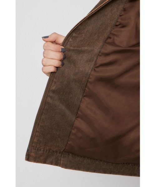 LAGUA GEM（ラグアジェム）の「FAUX LEATHER BASIC ジャケット（ブルゾン・レディース・ブラウン/ブラック・FREE）」の16枚目の写真