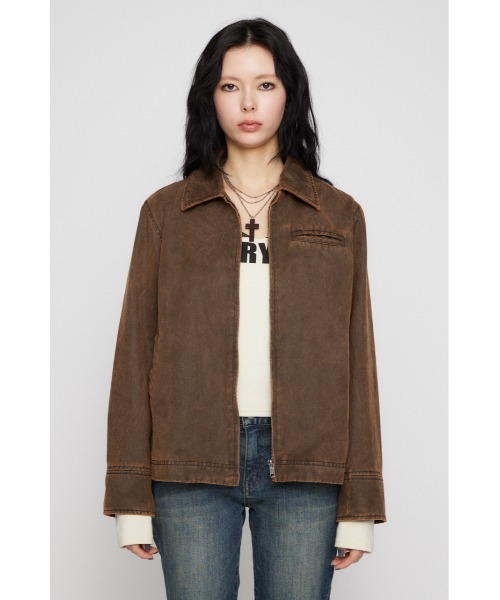 LAGUA GEM（ラグアジェム）の「FAUX LEATHER BASIC ジャケット（ブルゾン・レディース・ブラウン/ブラック・FREE）」の7枚目の写真