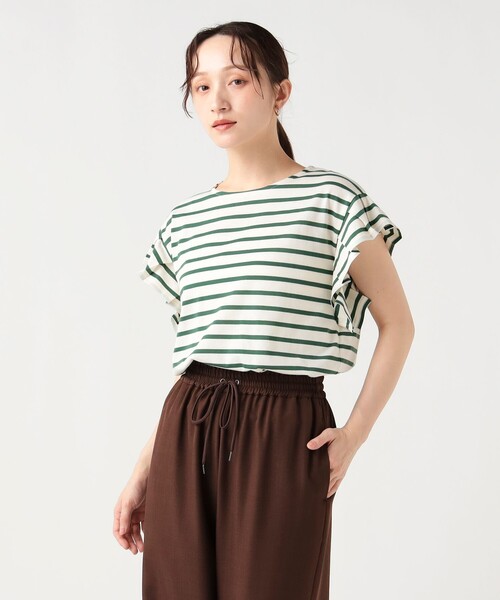 BEAMS HEART(ビームスハート)の「【7/2値下げ】袖タック ボーダー プルオーバー(Tシャツ/カットソー・レディース・ネイビー/オフホワイト/グリーン・FREE)」の14枚目の写真