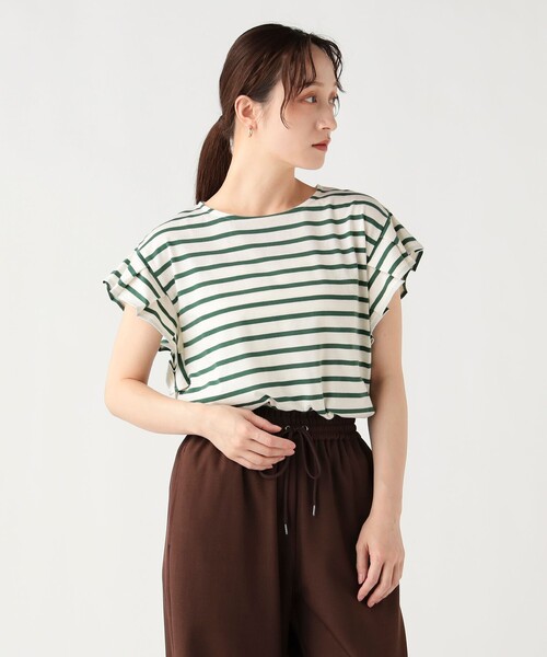 BEAMS HEART(ビームスハート)の「【7/2値下げ】袖タック ボーダー プルオーバー(Tシャツ/カットソー・レディース・ネイビー/オフホワイト/グリーン・FREE)」の15枚目の写真