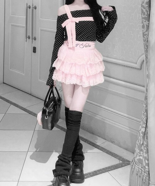 OLIVE des OLIVE(オリーブデオリーブ)の「【インフルエンサー企画】miko race tutu skirt pants(スカート・レディース・ピンク/ブラック・FREE)」の10枚目の写真