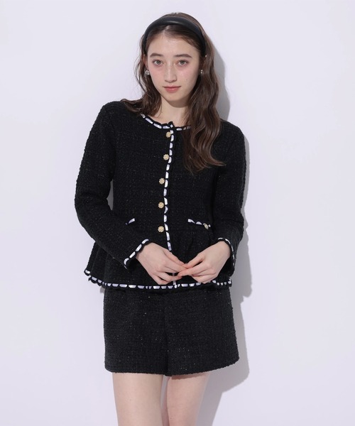 Rirandture(リランドチュール)の「ツィードペプラムニットジャケット(ニット/セーター・レディース・ピンク/ライトグレー/オフホワイト/ブラック・2)」の9枚目の写真