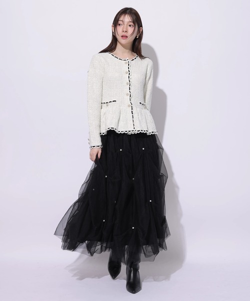 Rirandture(リランドチュール)の「ツィードペプラムニットジャケット(ニット/セーター・レディース・ピンク/ライトグレー/オフホワイト/ブラック・2)」の18枚目の写真