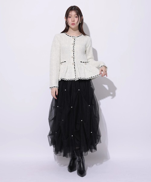 Rirandture(リランドチュール)の「ツィードペプラムニットジャケット(ニット/セーター・レディース・ピンク/ライトグレー/オフホワイト/ブラック・2)」の19枚目の写真