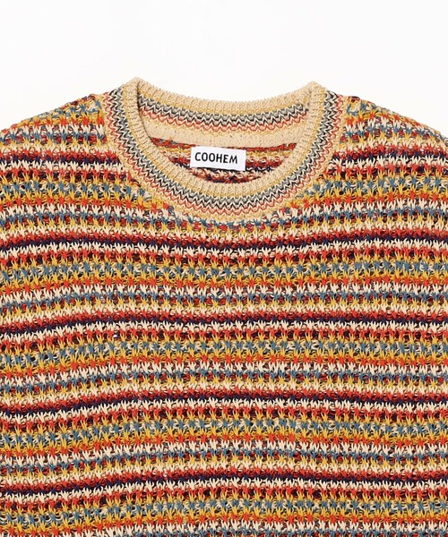 fennica(フェニカ)の「COOHEM / SUKE BORDER KNIT VEST ニットベスト(ベスト・メンズ・レッド/グリーン・LARGE)」の4枚目の写真