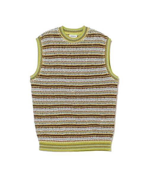 fennica(フェニカ)の「COOHEM / SUKE BORDER KNIT VEST ニットベスト(ベスト・メンズ・レッド/グリーン・LARGE)」の9枚目の写真