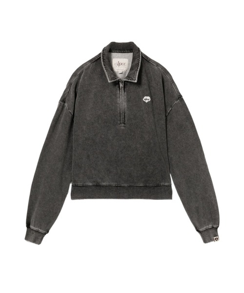 A BATHING APE(アベイシングエイプ)の「POLO SWEATSHIRT(ポロシャツ・レディース・グレー/ネイビー・SMALL/X-SMALL)」の2枚目の写真