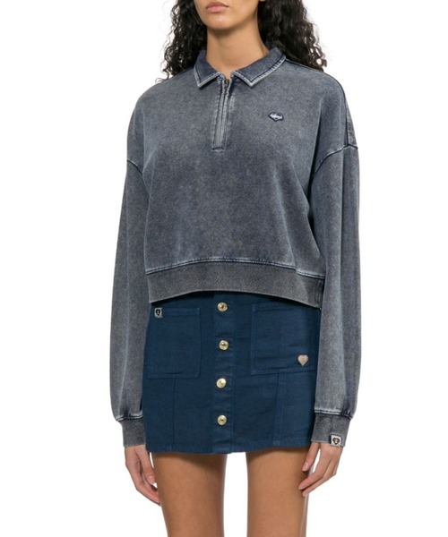 A BATHING APE(アベイシングエイプ)の「POLO SWEATSHIRT(ポロシャツ・レディース・グレー/ネイビー・SMALL/X-SMALL)」の6枚目の写真