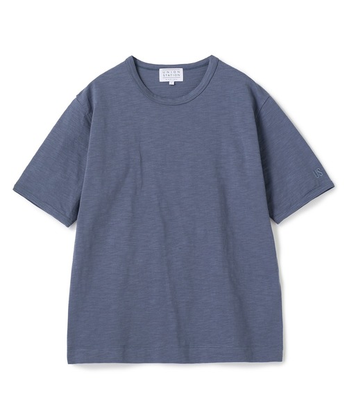 UNION STATION（ユニオンステーション）の「スラブ天竺袖刺繍Tシャツ（Tシャツ/カットソー・メンズ・ホワイト/チャコールグレー/ブラック/サックスブルー/オフホワイト/ネイビー/ブラウン・M/LL/L）」の6枚目の写真