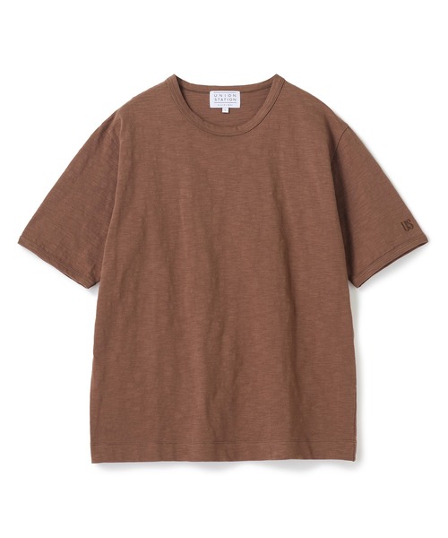 UNION STATION（ユニオンステーション）の「スラブ天竺袖刺繍Tシャツ（Tシャツ/カットソー・メンズ・ホワイト/チャコールグレー/ブラック/サックスブルー/オフホワイト/ネイビー/ブラウン・M/LL/L）」の5枚目の写真