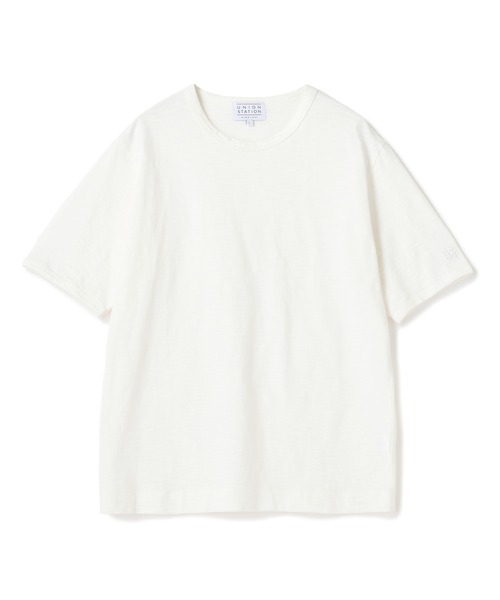 UNION STATION（ユニオンステーション）の「スラブ天竺袖刺繍Tシャツ（Tシャツ/カットソー・メンズ・ホワイト/チャコールグレー/ブラック/サックスブルー/オフホワイト/ネイビー/ブラウン・M/LL/L）」の2枚目の写真