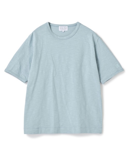 UNION STATION（ユニオンステーション）の「スラブ天竺袖刺繍Tシャツ（Tシャツ/カットソー・メンズ・ホワイト/チャコールグレー/ブラック/サックスブルー/オフホワイト/ネイビー/ブラウン・M/LL/L）」の7枚目の写真