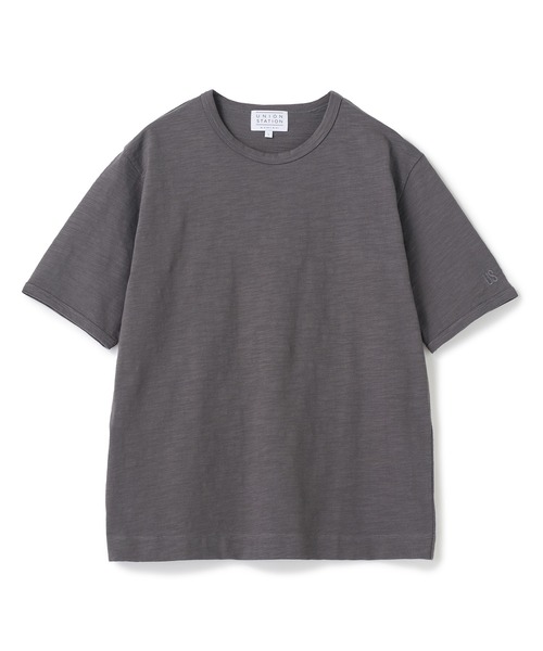 UNION STATION（ユニオンステーション）の「スラブ天竺袖刺繍Tシャツ（Tシャツ/カットソー・メンズ・ホワイト/チャコールグレー/ブラック/サックスブルー/オフホワイト/ネイビー/ブラウン・M/LL/L）」の4枚目の写真