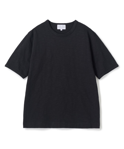 UNION STATION（ユニオンステーション）の「スラブ天竺袖刺繍Tシャツ（Tシャツ/カットソー・メンズ・ホワイト/チャコールグレー/ブラック/サックスブルー/オフホワイト/ネイビー/ブラウン・M/LL/L）」の3枚目の写真