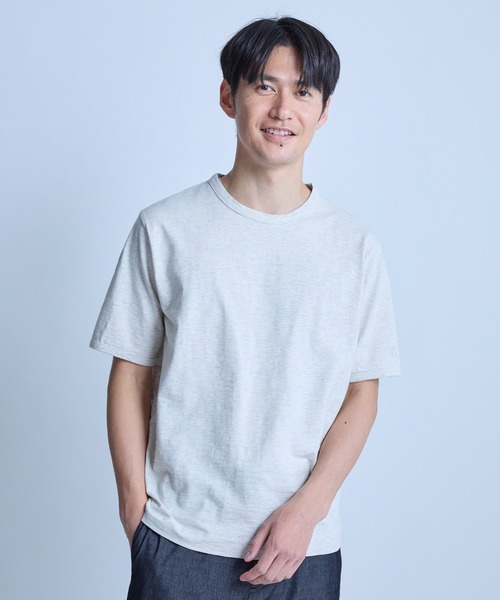 UNION STATION（ユニオンステーション）の「スラブ天竺袖刺繍Tシャツ（Tシャツ/カットソー・メンズ・ホワイト/チャコールグレー/ブラック/サックスブルー/オフホワイト/ネイビー/ブラウン・M/LL/L）」の13枚目の写真