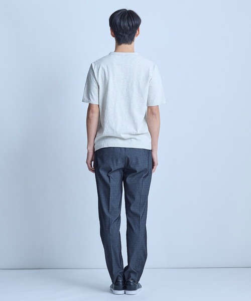 UNION STATION（ユニオンステーション）の「スラブ天竺袖刺繍Tシャツ（Tシャツ/カットソー・メンズ・ホワイト/チャコールグレー/ブラック/サックスブルー/オフホワイト/ネイビー/ブラウン・M/LL/L）」の17枚目の写真