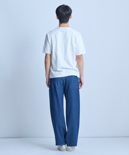 UNION STATION（ユニオンステーション）の「スラブ天竺袖刺繍Tシャツ（Tシャツ/カットソー・メンズ・ホワイト/チャコールグレー/ブラック/サックスブルー/オフホワイト/ネイビー/ブラウン・M/LL/L）」の12枚目の写真