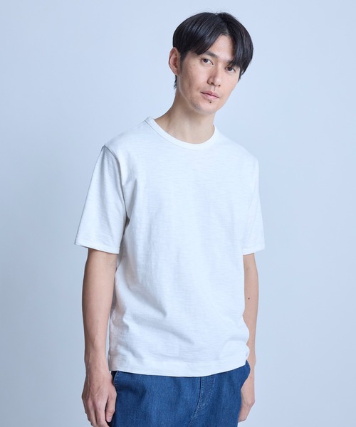 UNION STATION（ユニオンステーション）の「スラブ天竺袖刺繍Tシャツ（Tシャツ/カットソー・メンズ・ホワイト/チャコールグレー/ブラック/サックスブルー/オフホワイト/ネイビー/ブラウン・M/LL/L）」の8枚目の写真