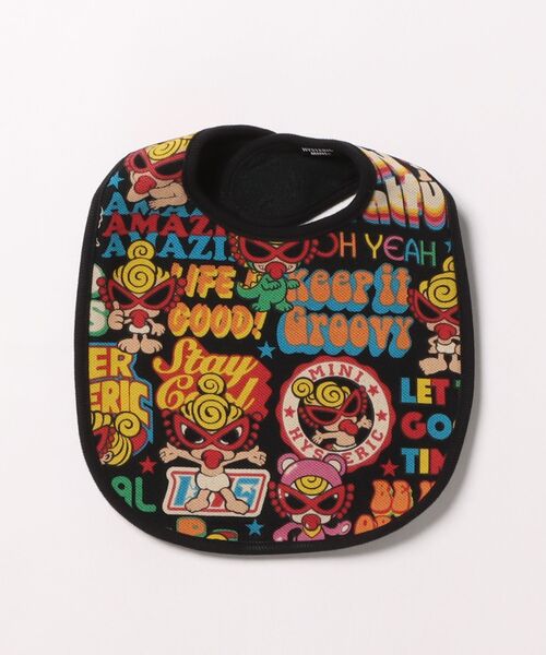 HYSTERIC MINI（ヒステリックミニ）の「GOOD VIBES総柄 スタイ（スタイ/よだれかけ・キッズ・ホワイト/ブラック・FREE）」の2枚目の写真