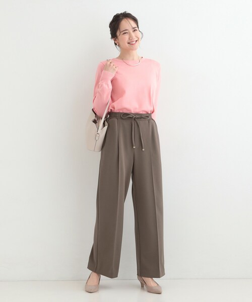 SHOO・LA・RUE（シューラルー）の「【高レビュー/S-LL/着丈選べる/洗濯後しわになりにくい】スマートに見えるイージーワイドパンツ（その他パンツ・レディース・ブラウン系その他/ブラック/ライトベージュ・38/40/42/02/03/04/36/01）」の20枚目の写真